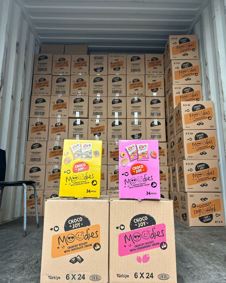 Choco Joy cartons being loaded for export